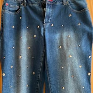 Peace Love World Flared Jeans with Star Studs